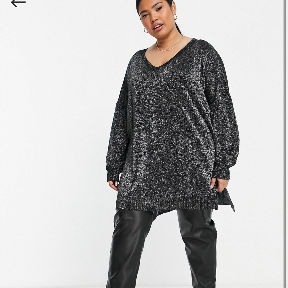 NWT ASOS Curve Yours Glitter Black Sweater 16/18